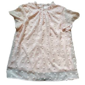 Shein Dot Butterfly Sleeve Blush Blouse - Size Large